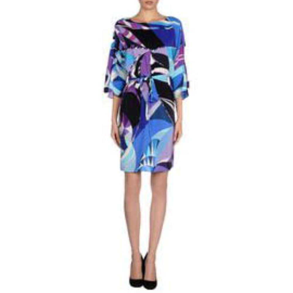 NWT $2000 Authentic Pucci dress purple blue with belt size IT 40 fits US 4 or 6